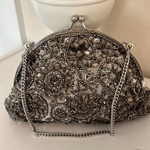 Silver glittery evening bag